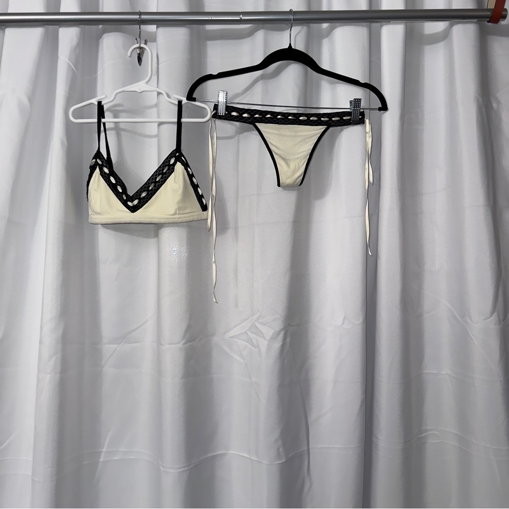 Nina Cream and Black Bikini Set